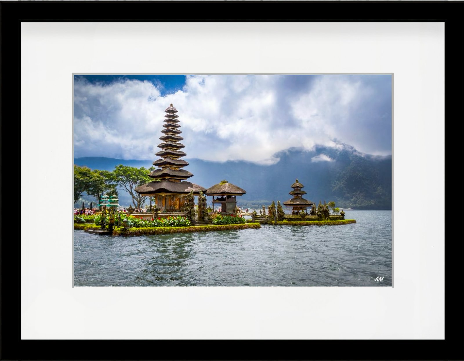 Ulun Danu Beratan floating temple Bali reflecting in lake serene temple wall art print